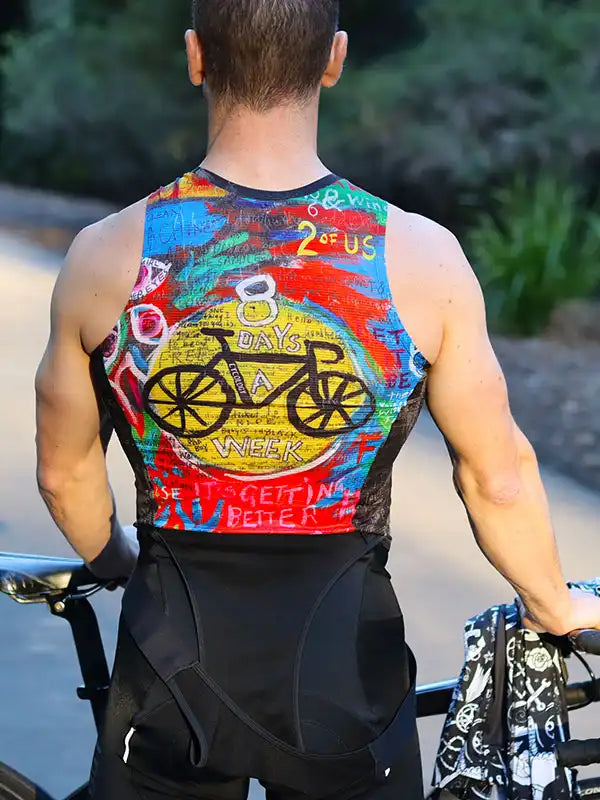 8 Days Blue Sleeveless Cycling Base Layer on model | Cycology AUS