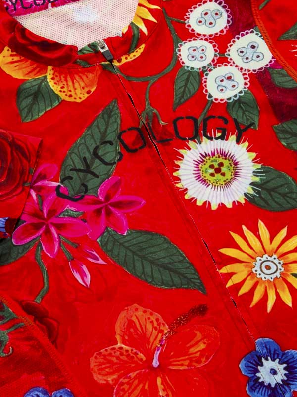 Aloha Red Women's Reborn Cycling Jersey neck | Cycology AUS