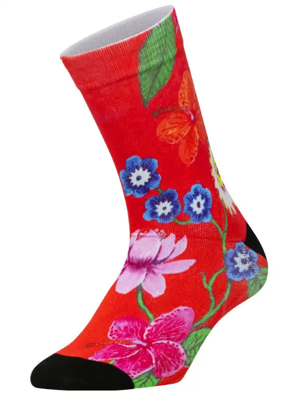 Aloha Red Cycling Socks Front  | Cycology AUS