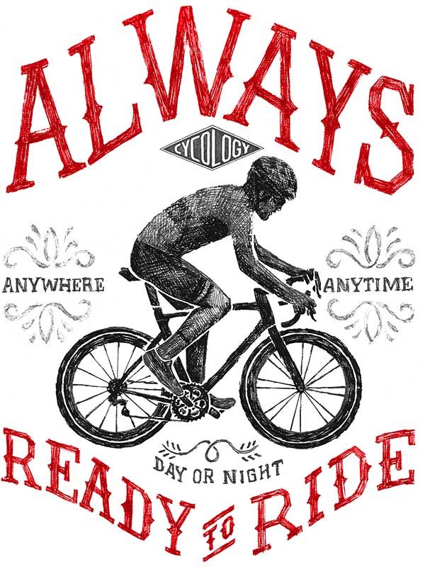Always Ready To Ride Blue Men's Cycling T-Shirt Graphic | Cycology AUS