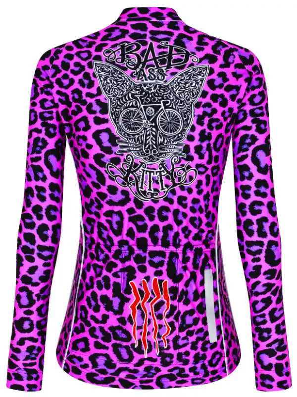 Kitty Pink Women's Long Sleeve Cycling Jersey Back  | Cycology AUS