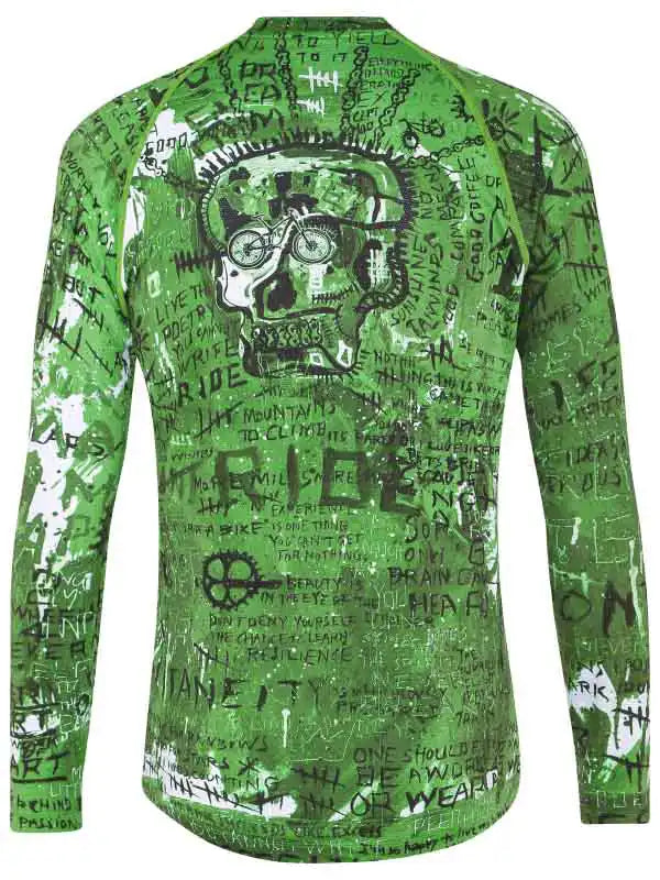 Baz Green Men's Long Sleeve Black Mountain Bike Jersey Back  | Cycology AUS