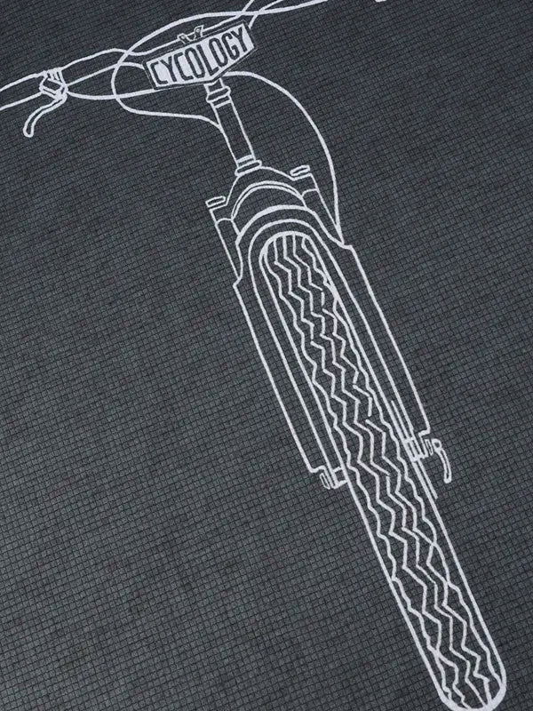 Bike It List Grey Men's Technical T shirt Design close up | Cycology AUS