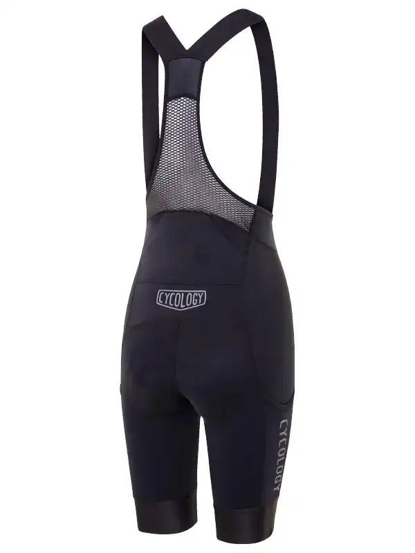 Cycology Women's Black Cargo Cycling Bib Shorts Back  | Cycology AUS