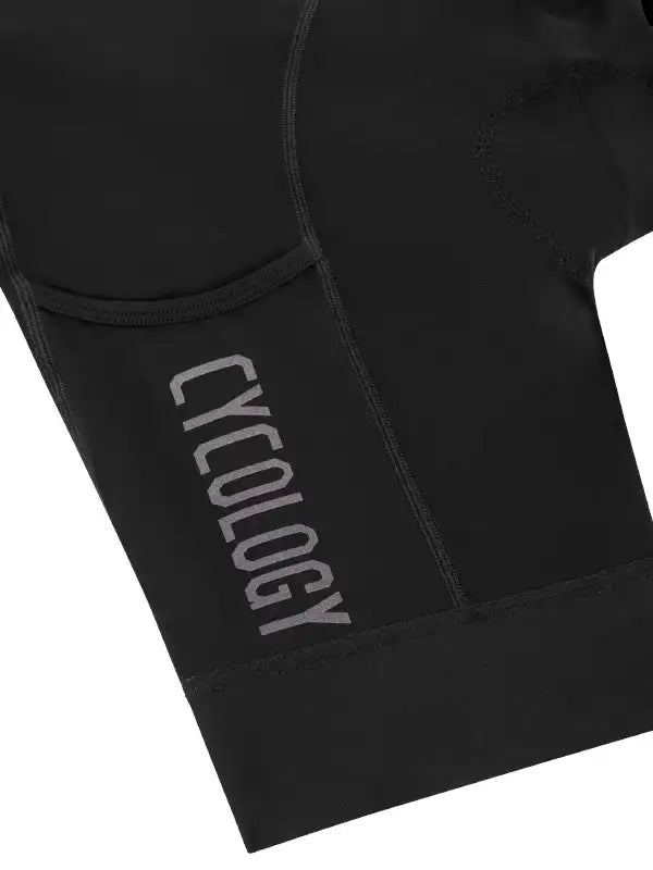 Cycology Women's Black Cargo Cycling Bib Shorts leg | Cycology AUS