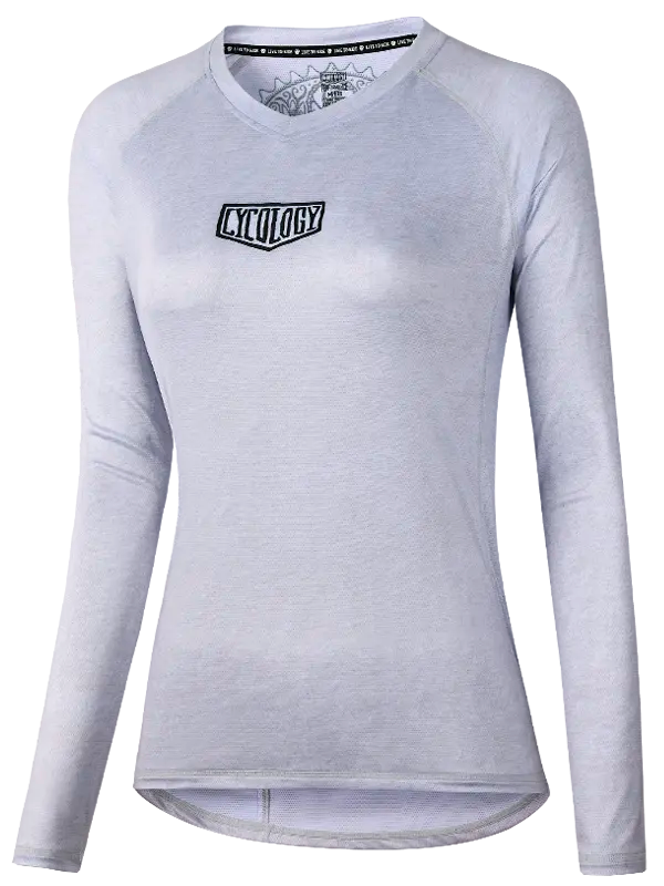 Day of The Shred Grey Women's Long Sleeve MTB Jersey Cycology with a logo