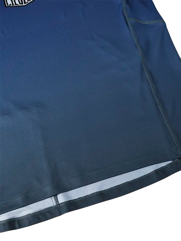 Close-up of a navy blue Day of the Shred Men's Long Sleeve MTB Jersey
