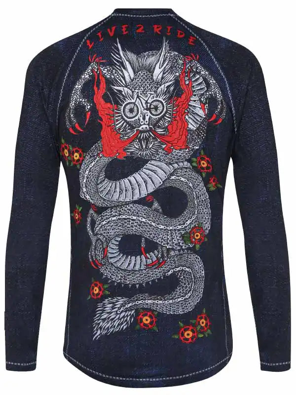 Dragon Black Long Sleeve Men's  Mountain Bike Jersey  Back | Cycology AUS