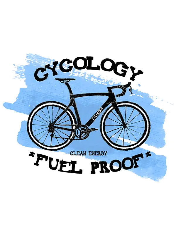 Fuel Proof White Mens Cycling T-Shirt Graphic | Cycology AUS