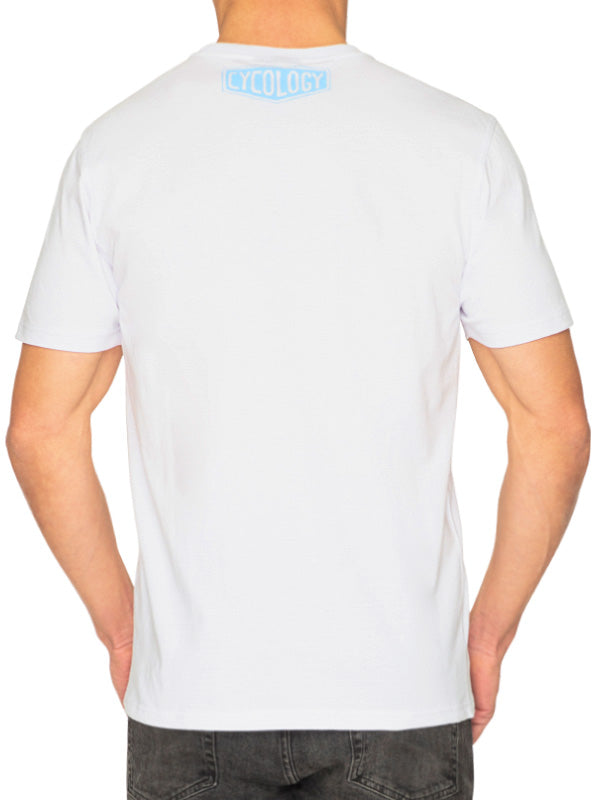 Fuel Proof White Mens Cycling T-Shirt Back | Cycology AUS