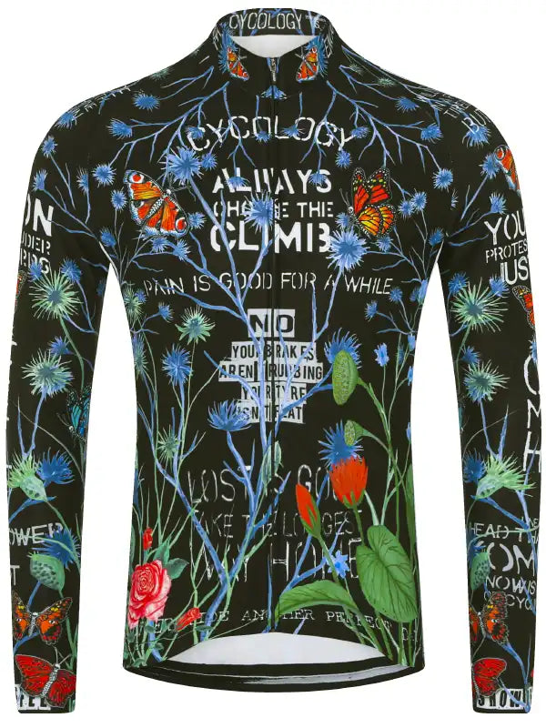 Gangsta Black Men's Long Sleeve Cycling Jersey Front | Cycology AUS