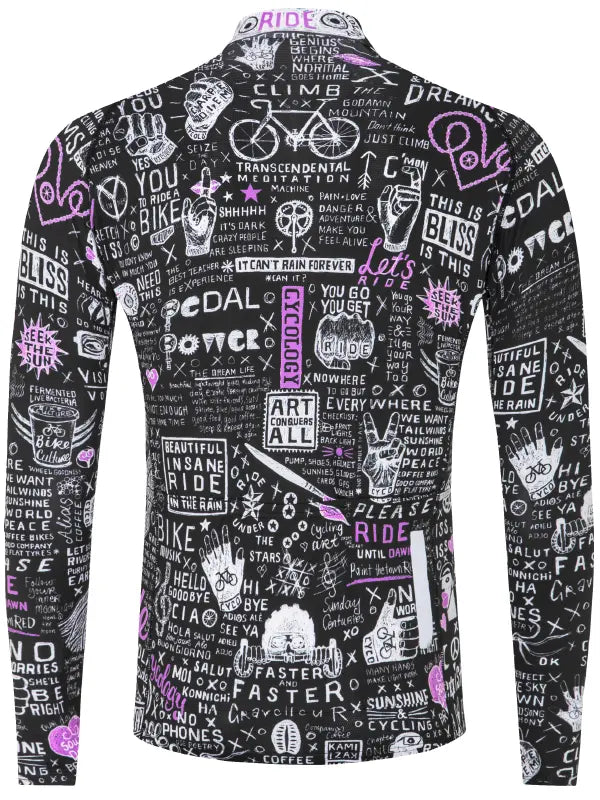 Bike Graffiti Men's Black Long Sleeve Summer Cycling Jersey Back | Cycology AUS