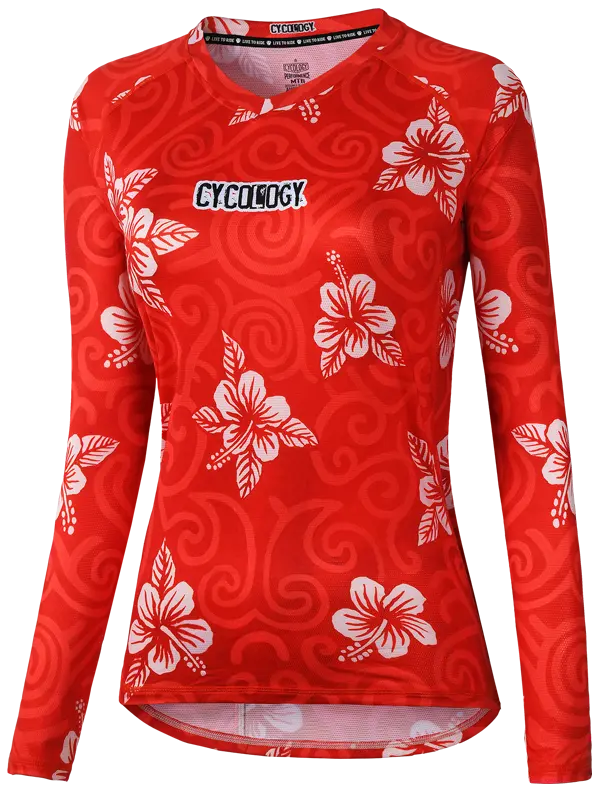 Koa Red Womens Long Sleeve MTB Jersey Front | Cycology AUS
