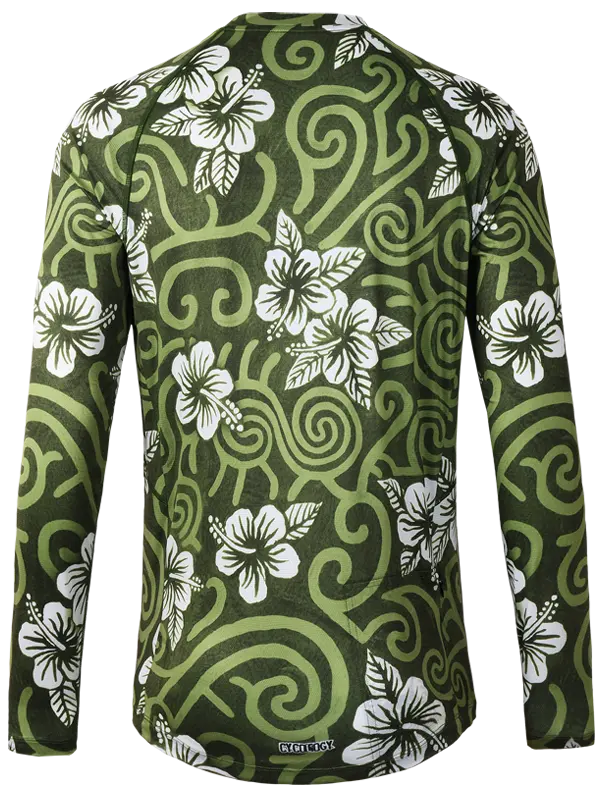Koa Green Men's Long Sleeve Mountain Bike Jersey Back | Cycology AUS