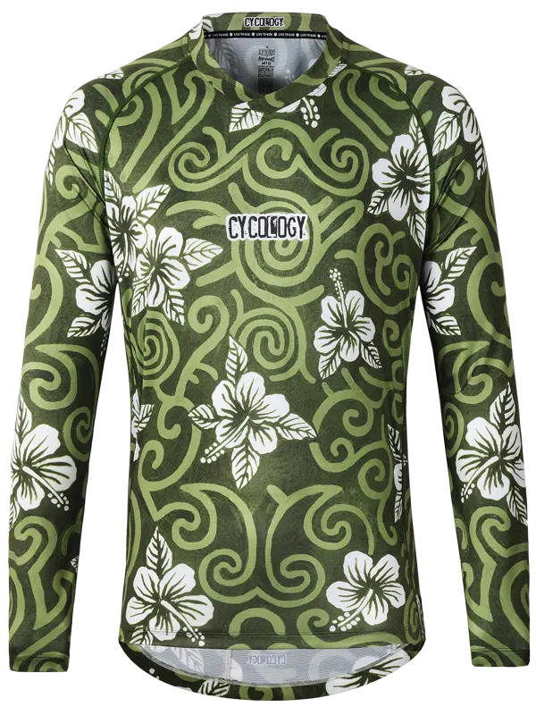 Koa Green Men's Long Sleeve Mountain Bike Jersey Front | Cycology AUS