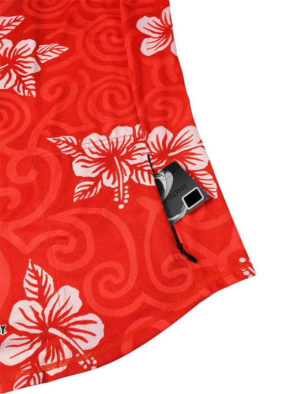 Koa Red Womens Long Sleeve MTB Jersey zip pocket | Cycology AUS