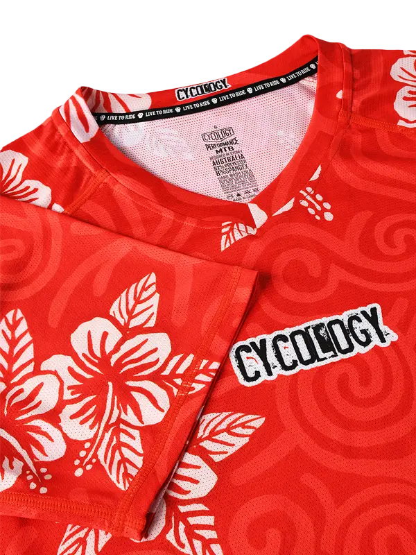 Koa Red Women's Short Sleeve Mountain Bike Jersey Neck | Cycology AUS