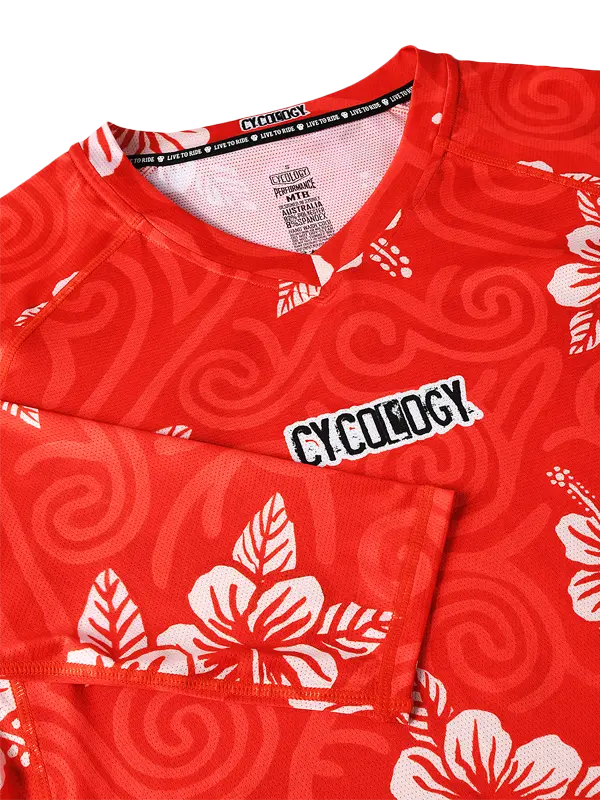 Koa Red Womens Long Sleeve MTB Jersey V Neck | Cycology AUS