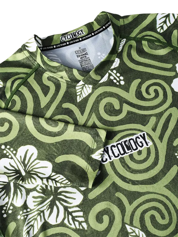 Koa Green Men's Long Sleeve Mountain Bike Jersey Neck | Cycology AUS