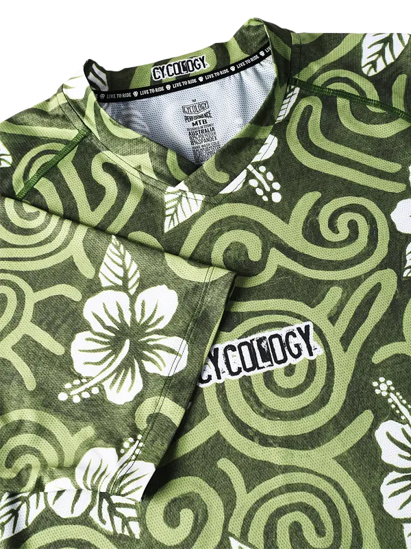 Koa Green Men's Long Sleeve Mountain Bike Jersey Sleeve | Cycology AUS