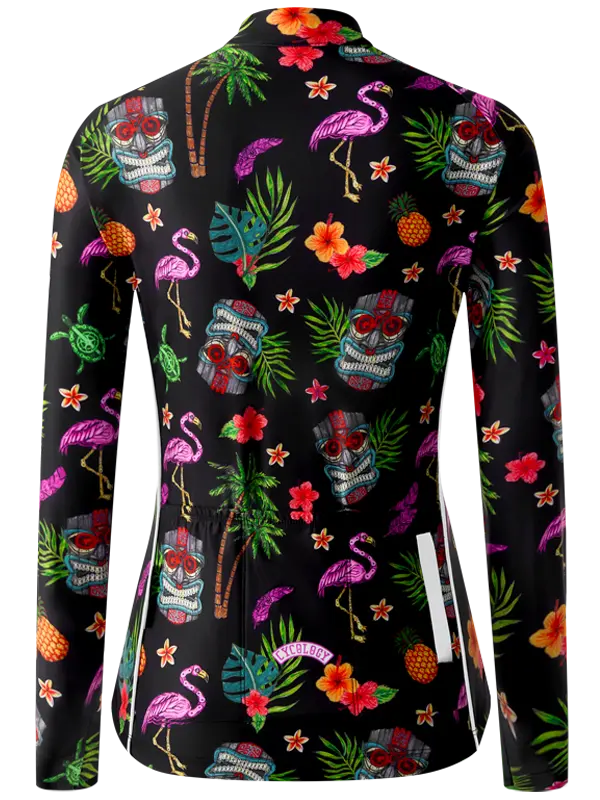 Back view of Molokai Black Women's Winter Long Sleeve Cycling Jersey Cycology AUS