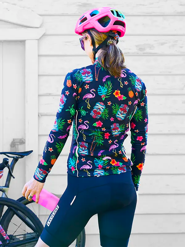 Back view of Molokai Black Women's Winter Long Sleeve Cycling Jersey Cycology AUS