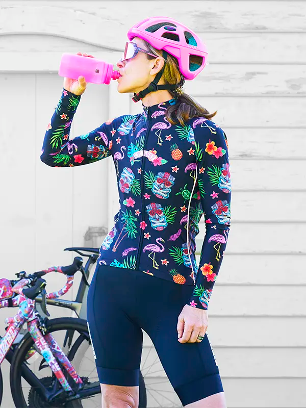 Molokai Black Women's Winter Long Sleeve Cycling Jersey on model Cycology AUS