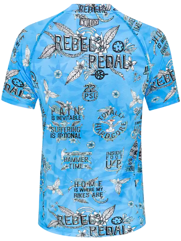 Rebel Pedal Blue Short Sleeve Men's MTB Jersey  Back | Cycology AUS