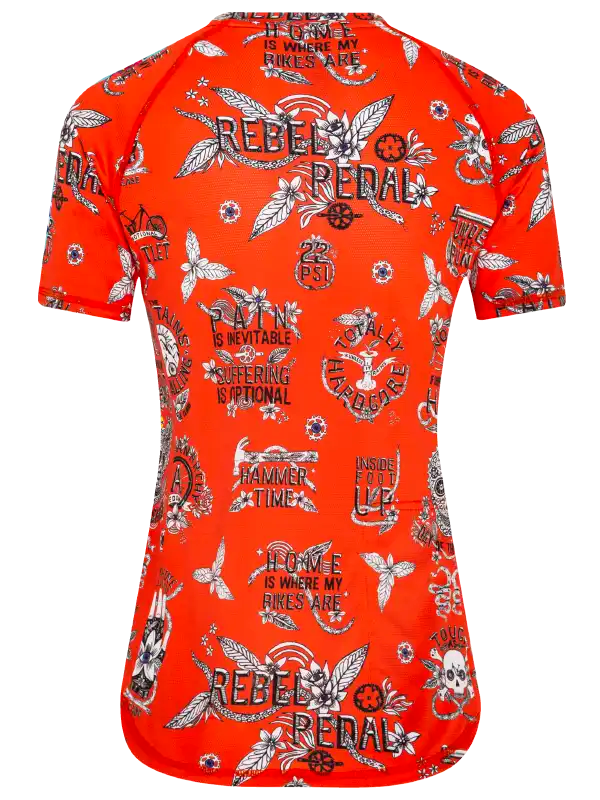 Rebel Pedal Red Women's Mountain Bike Jersey Back | Cycology AUS