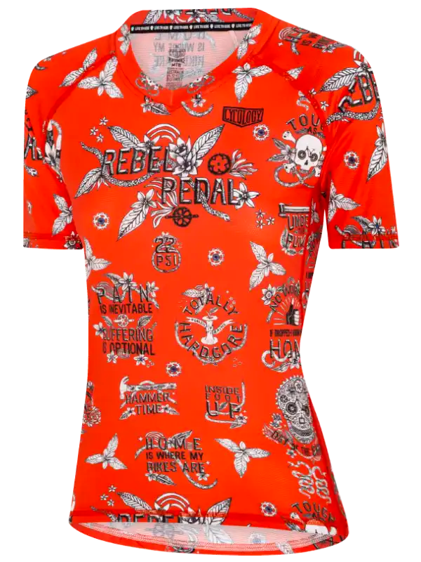 Rebel Pedal Red Women's Mountain Bike Jersey Front | Cycology AUS