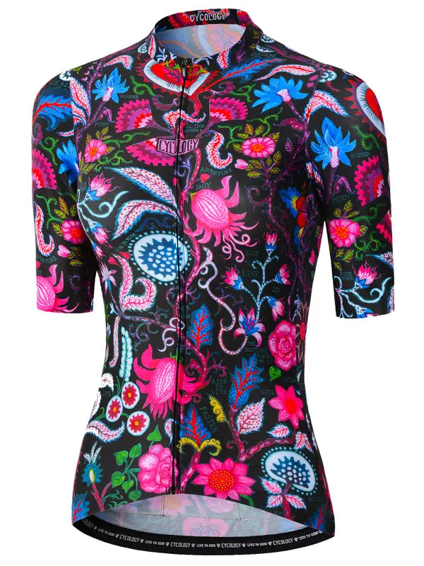 Secret Garden Black Women's Reborn Cycling Jersey Front | Cycology AUS