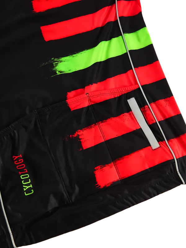 Red Zone Black Men's Winter Long Sleeve Cycling Jersey Pockets Cycology AUS