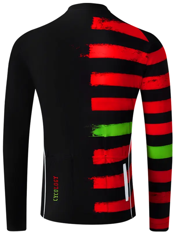 Red Zone Black Men's Winter Long Sleeve Cycling Jersey back Cycology AUS