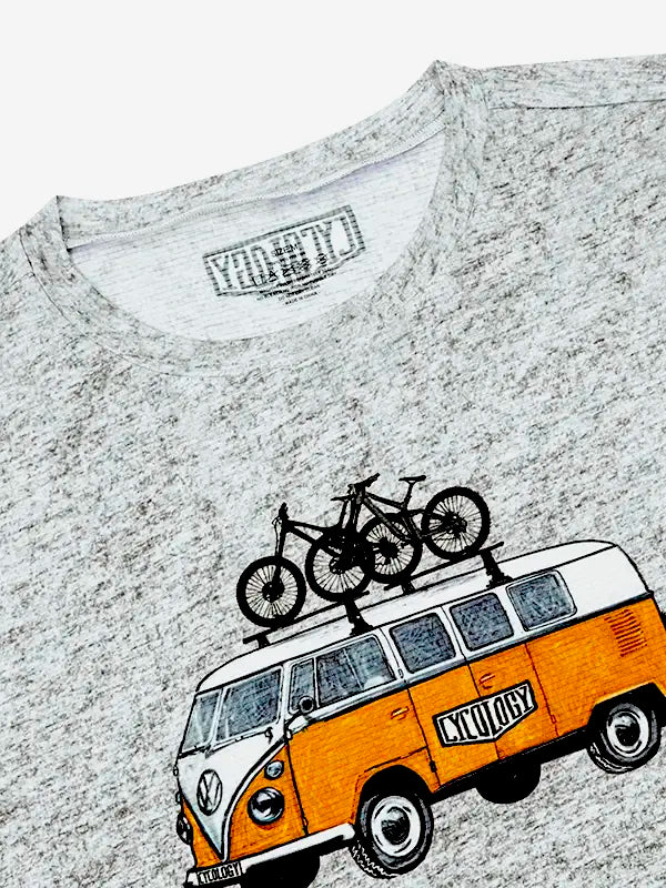 Road Tripping MTB Grey Men's Technical T shirt Neck | Cycology AUS