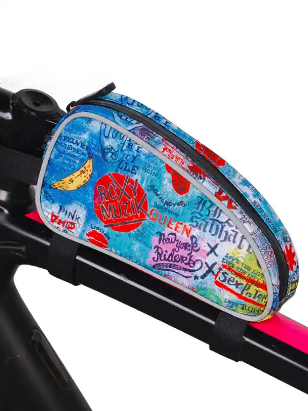 Rock N Roll Blue Top Tube Bike Bag  on bike | Cycology AUS
