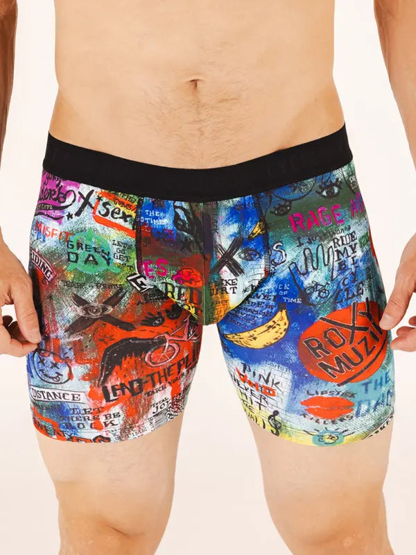 Rock N Roll Blue Men's Performance Boxer Briefs | On model front view  Cycology AUS
