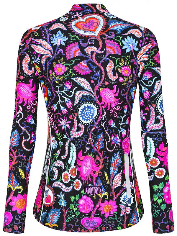 Secret Garden Women's Black Long Sleeve Cycling Jersey Back Cycology AUS