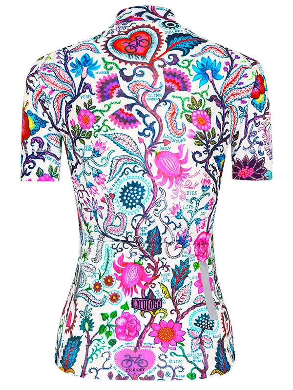 Secret Garden White Women's Cycling Jersey back Cycology AUS