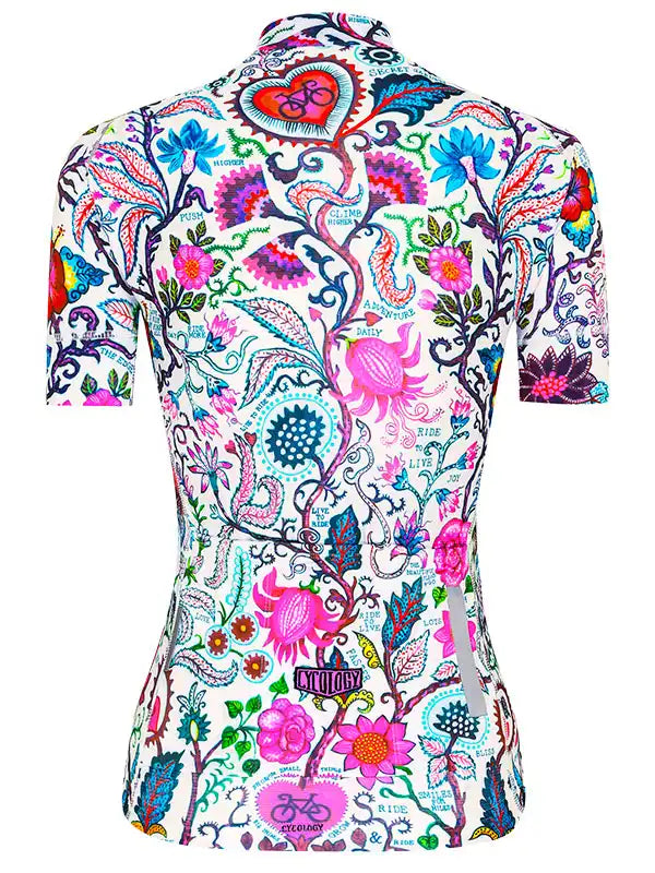 Secret Garden White Women's Cycling Jersey back  Cycology AUS