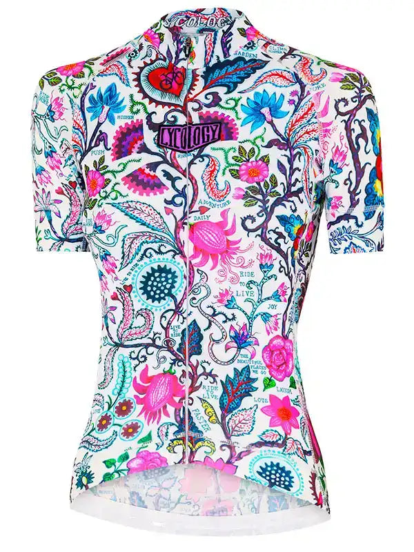 Secret Garden White Women's Cycling Jersey Front | Cycology AUS