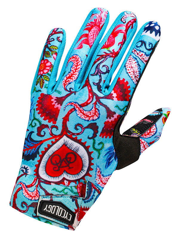 Secret Garden Blue MTB Gloves Top view | Cycology AUS