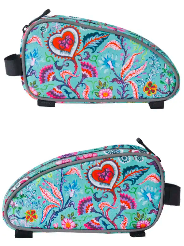 Secret Garden Blue Top Tube Bike Bag Side View | Cycology AUS