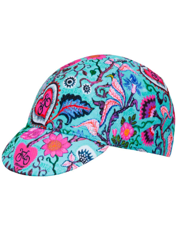 Secret Garden Aqua Cycling Cap front | Cycology AUS