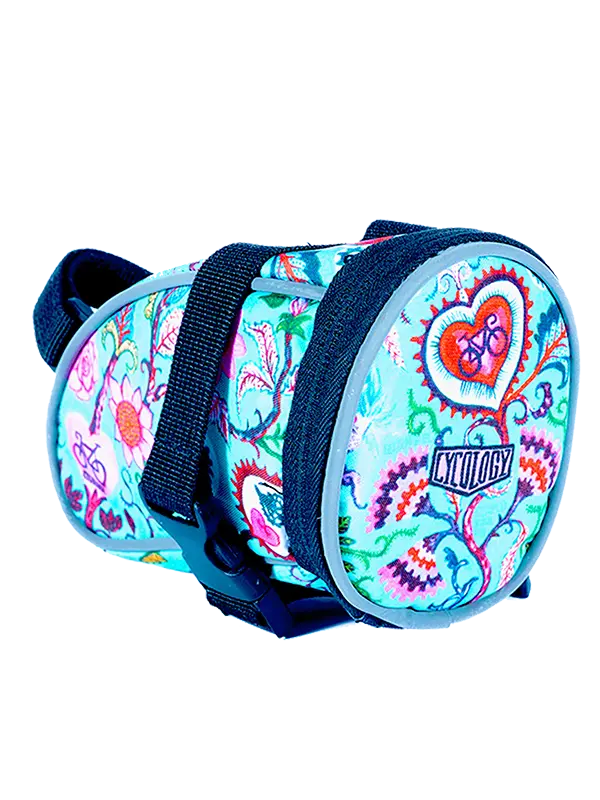 Secret Garden Blue Bike Saddle Bag  rear view | Cycology AUS