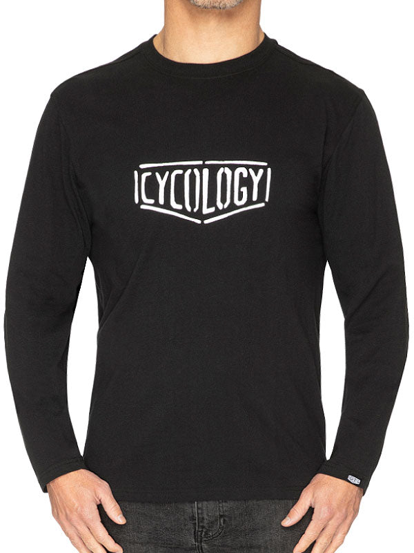 Spin Dr Mens Black Long Sleeve T shirt Front Cycology Logo | Cycology AUS