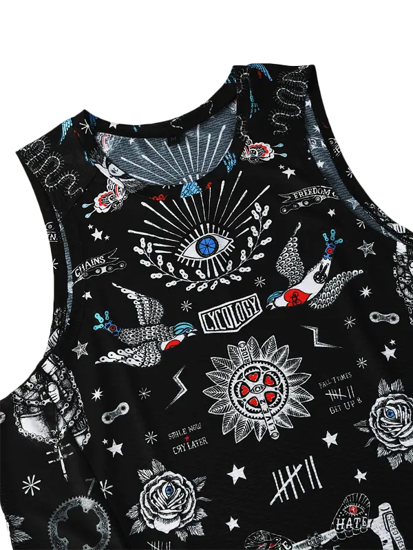 Tattoo Black Men's Sleeveless Cycling Base Layer  Neck Cycology AUS