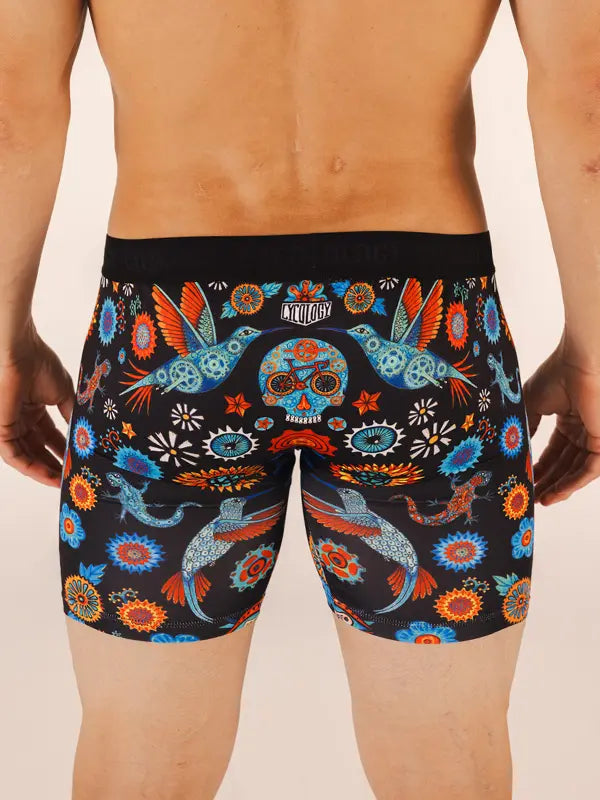 Tijuana Black Men's Performance Boxer Briefs Back view on model | Cycology AUS