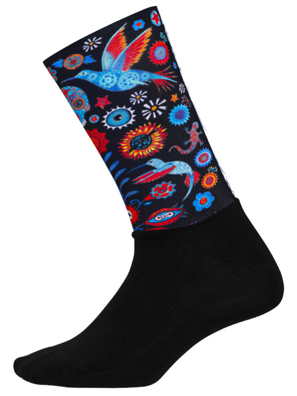 Tijuana Black Aero Cycling Socks Side | Cycology AUS