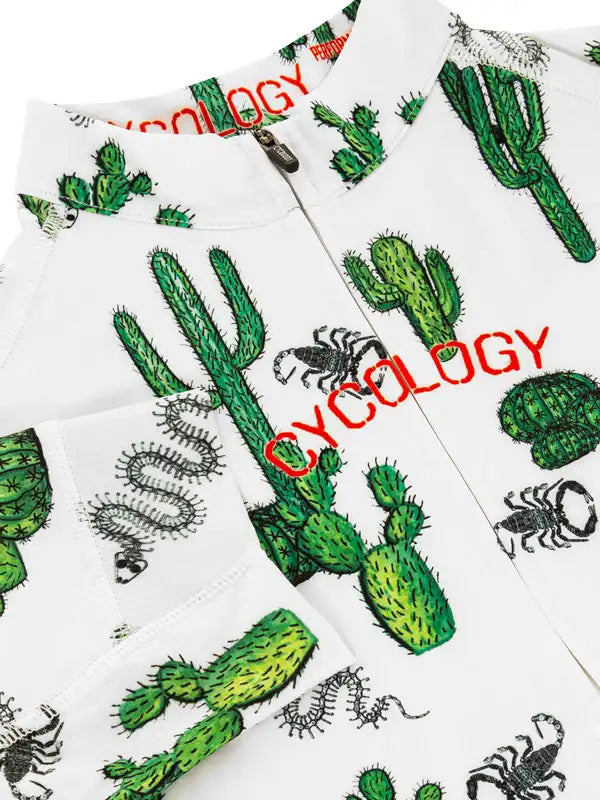 Totally Cactus White Cycling Jersey  neck | Cycology AUS