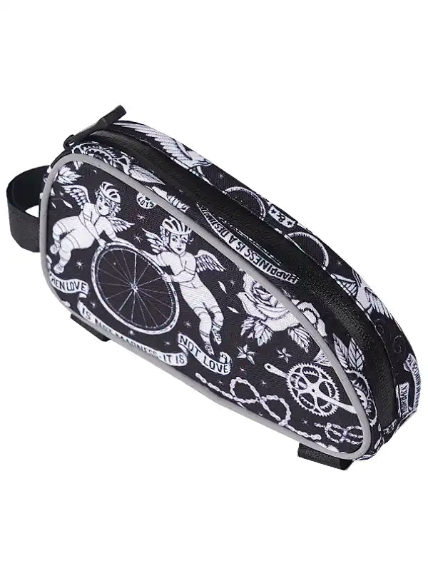 Velo Tattoo Black Top Tube Bike Bag Top View  | Cycology AUS